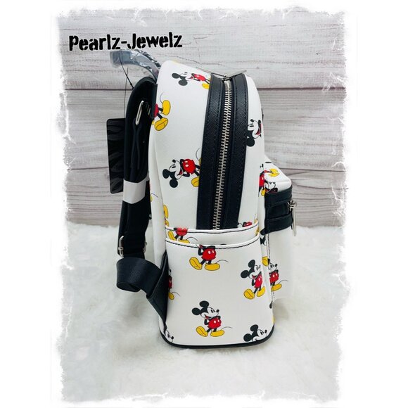 Loungefly Disney Mickey Mouse Pants Poses Allover Print AOP Mini Backpack NWT